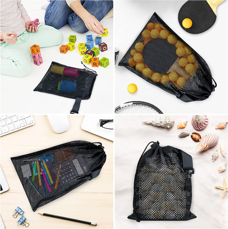 Riuog 10 PCS With Clips Mesh Drawstring Bags, Portable Nylon Storage Bags for toy,Sports Storage,Outdoor activities etc. (15.7x19.7in) - Image 3